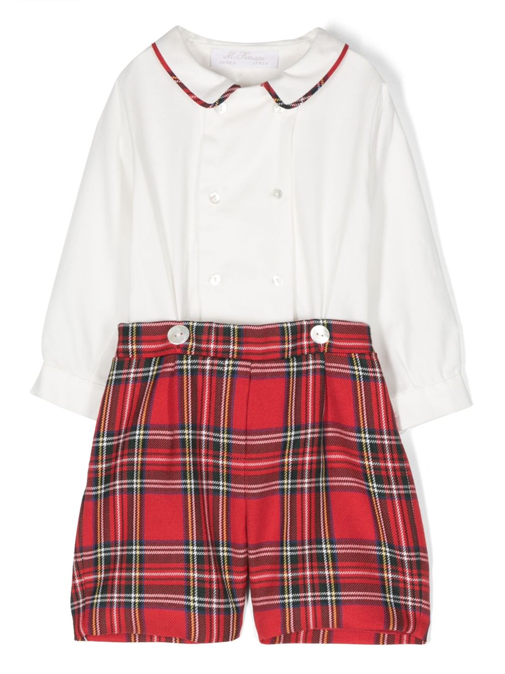 Mariella Ferrari tartan-pattern cotton shorts set - Red