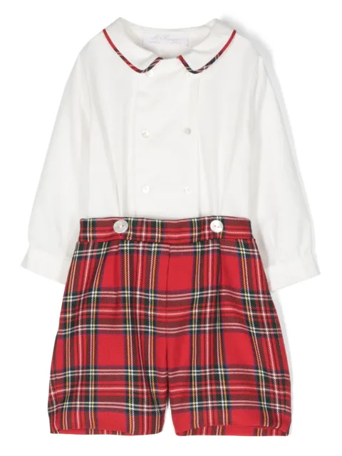 Mariella Ferrari tartan-pattern cotton shorts set