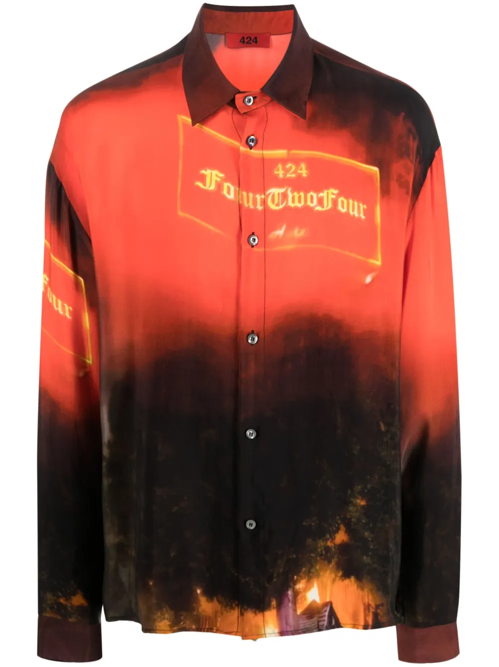 424 graphic-print button-up shirt | Red | Image 1