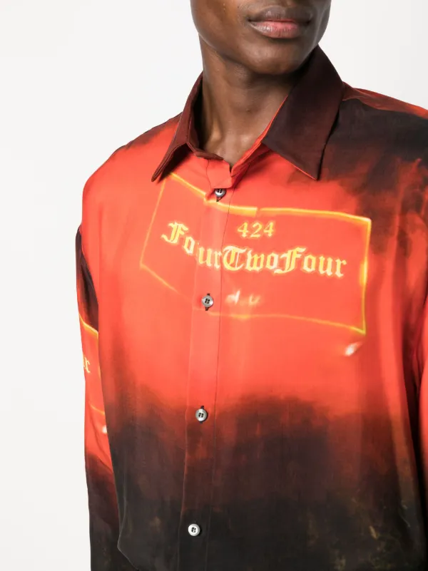 424 graphic-print button-up Shirt Red FARFETCH AM
