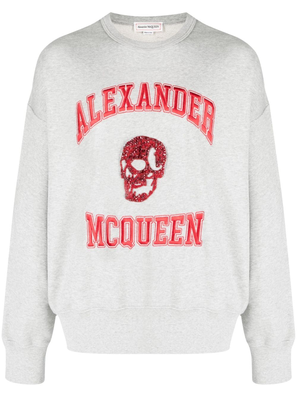 Alexander McQueen logo-embroidered cotton hoodie - Grau