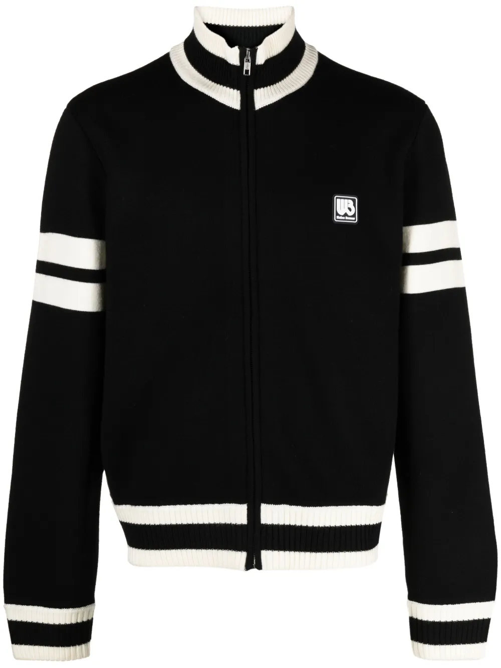 Shop Wales Bonner Haven Zip-up Cardigan In Black