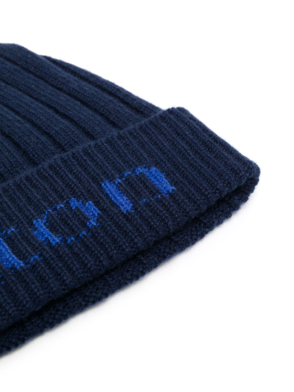 Kiton logo intarsia-knit cashmere beanie - Blauw