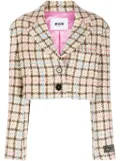 MSGM cropped tweed jacket - Brown