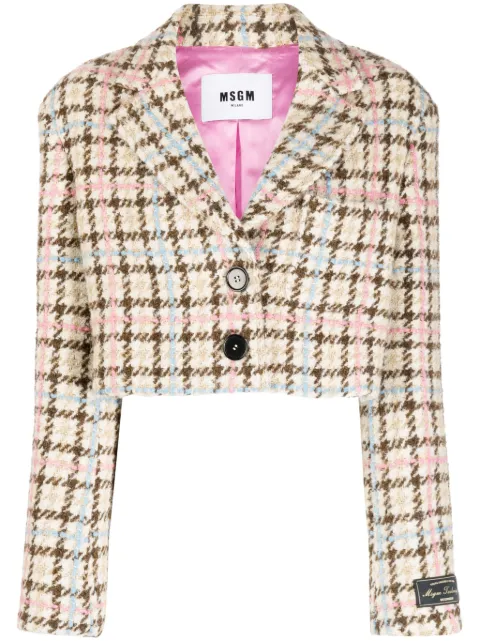 MSGM single-breasted tweed cropped blazer