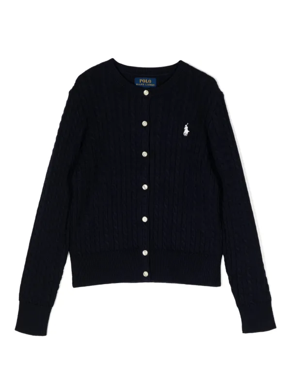 Ralph Lauren Kids logo embroidered cable knit Cardigan Farfetch