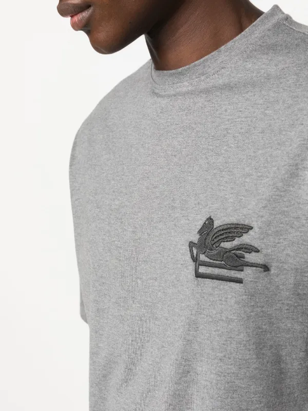 ETRO Pegaso-embroidered Cotton T-shirt | Grey | FARFETCH BH