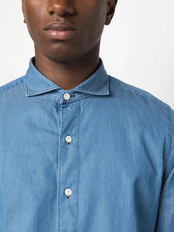 Tシャツ・カットソー FINAMORE 1925 NAPOLI DENIM SHIRT Finamore 1925 Napoli long-sleeve Denim Shirt | Blue