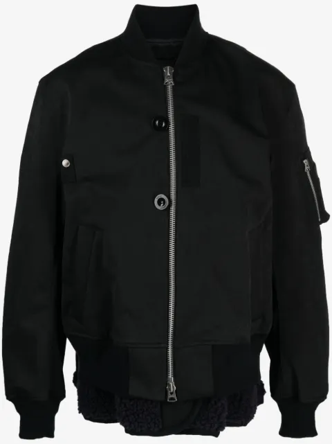 sacai layered band-collar bomber jacket