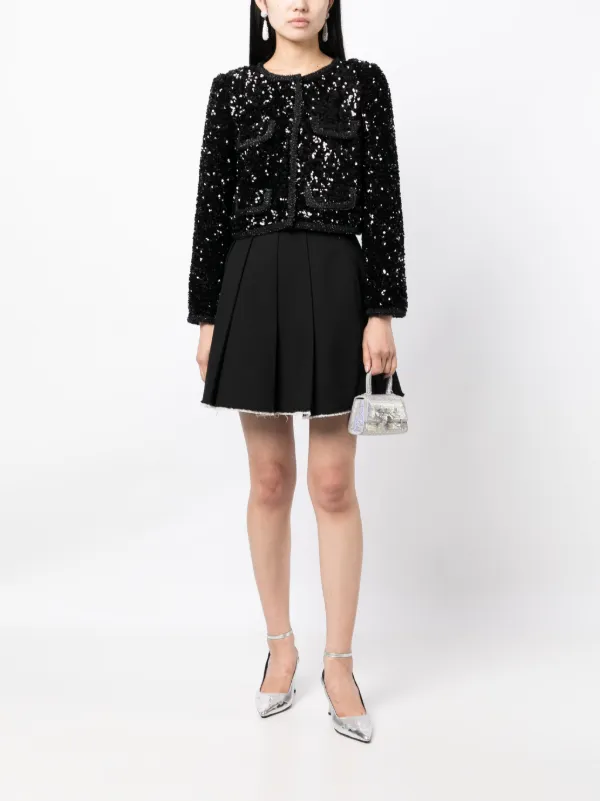 Self-Portrait Sequined Cropped Jacket | Black | FARFETCH