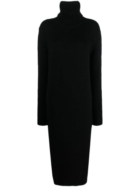 Saint Laurent шерстяное платье макси с высоким воротником