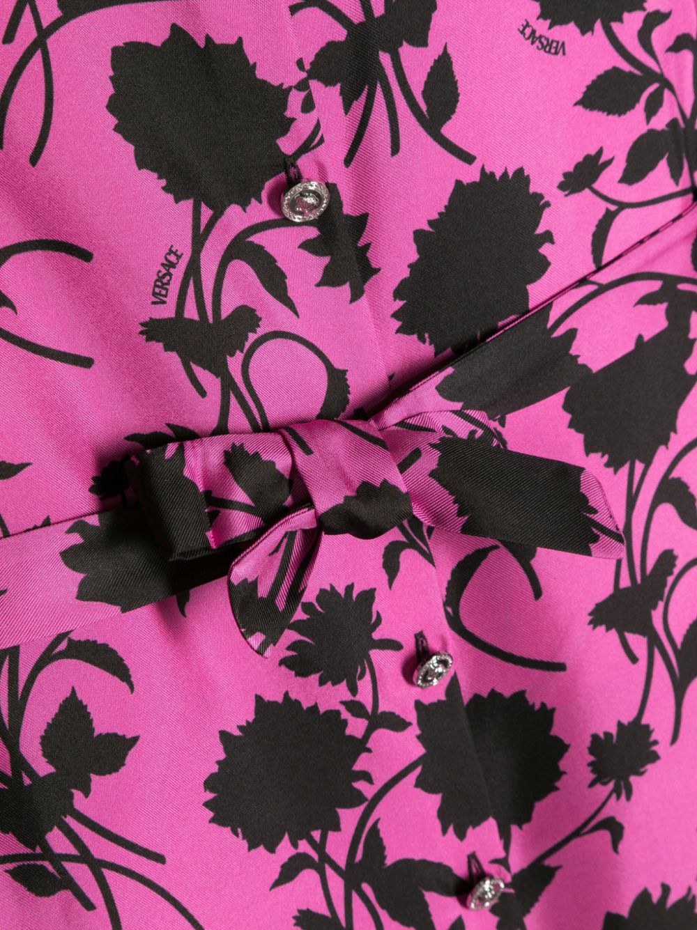 Shop Versace Floral-print Silk Midi Dress In Pink