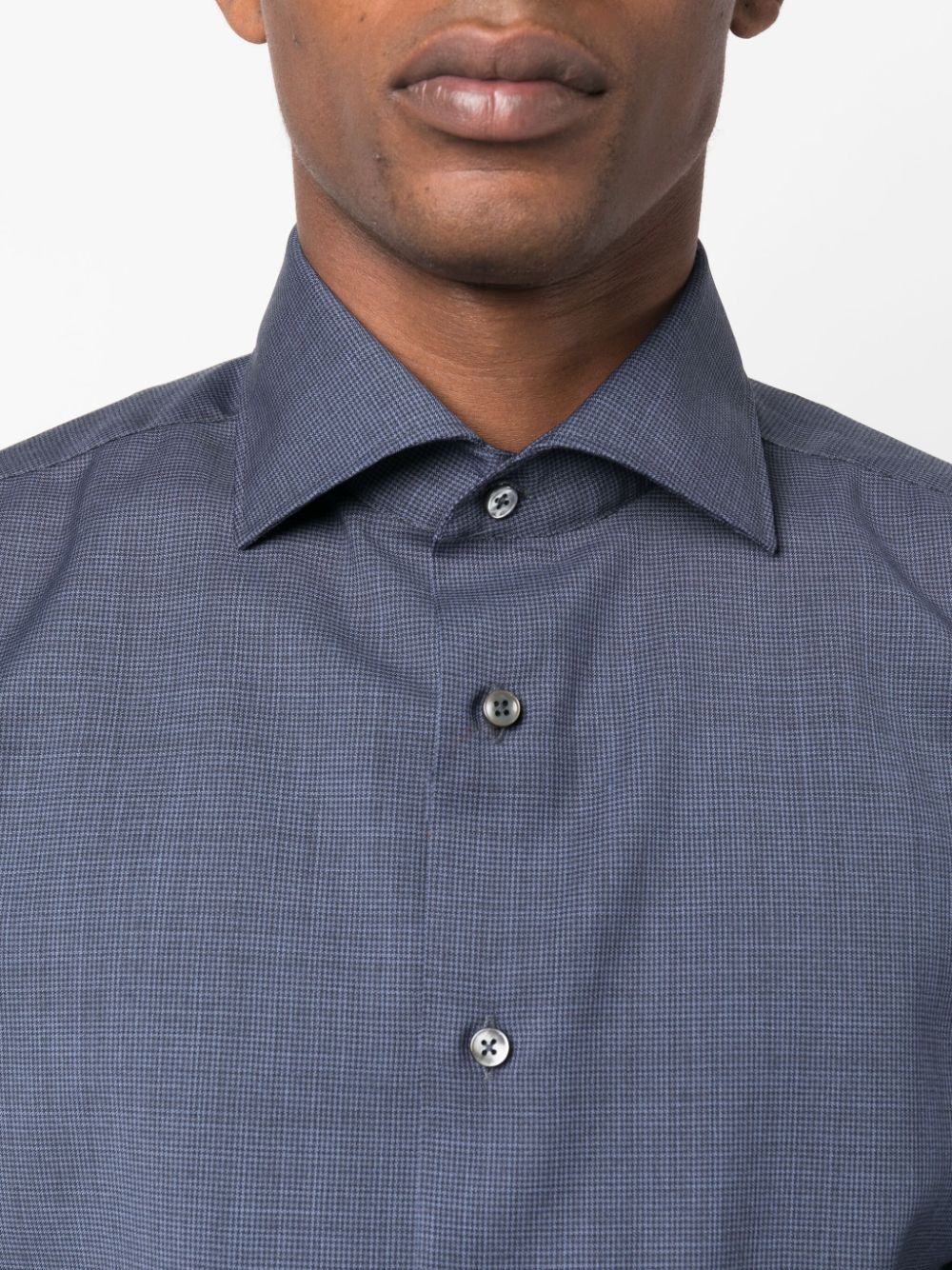 Shop Canali Spread-collar Cotton Shirt In Blue