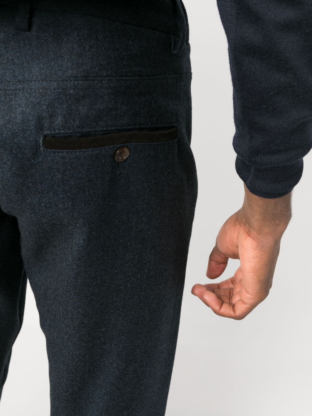 Shop Canali Slim-cut Wool Chino Trousers In Blue