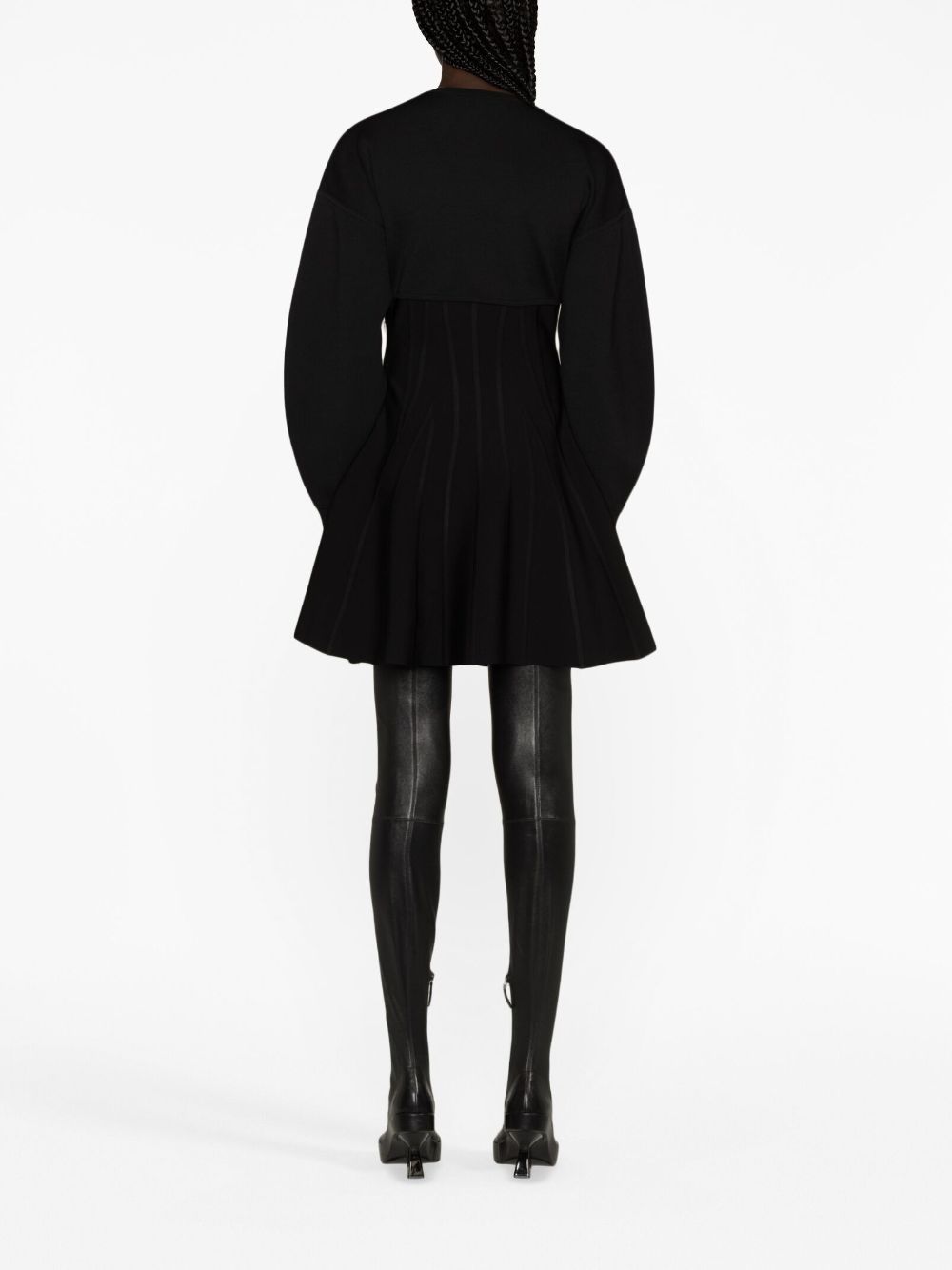 Shop Alexander Mcqueen Wool-blend Flared Minidress In Black