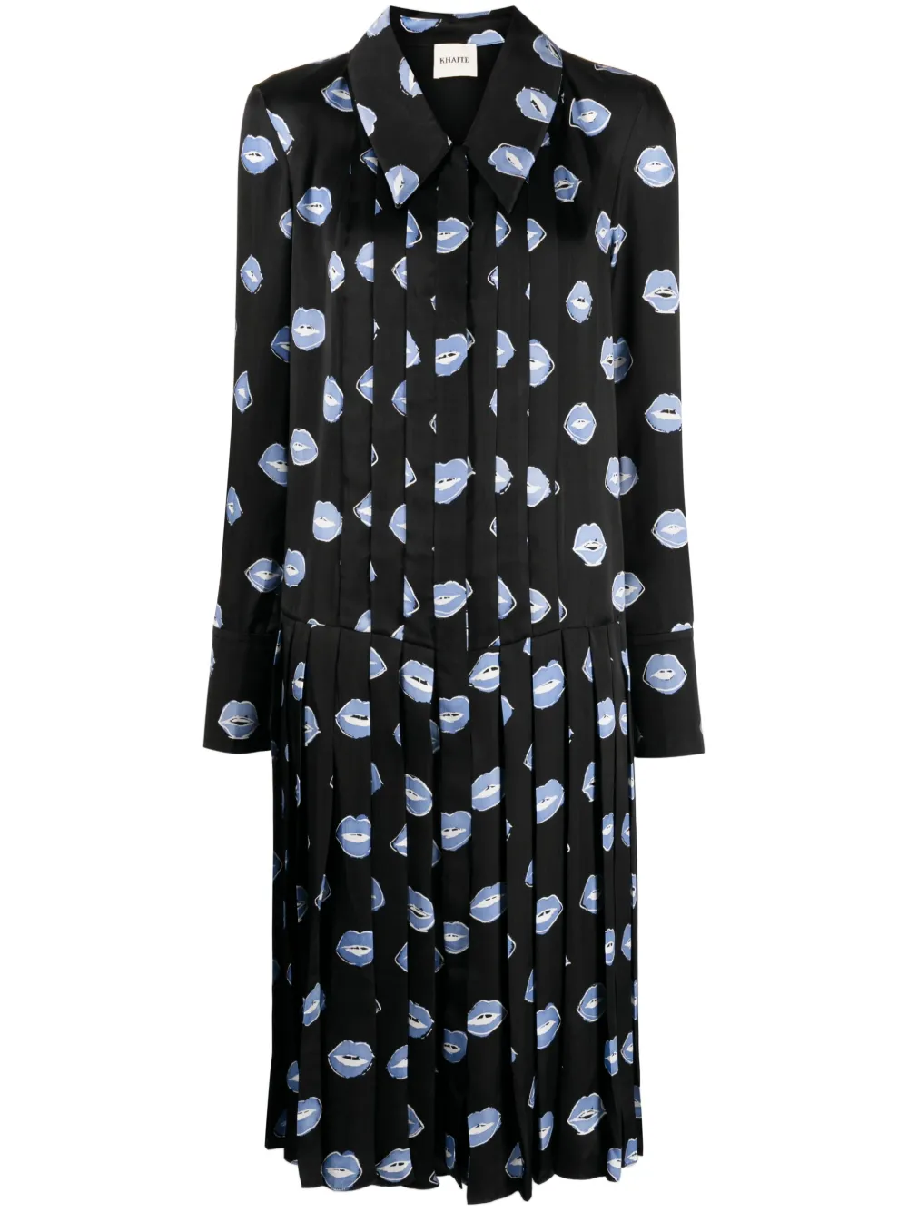 KHAITE THE HELLI MOTIF-PRINT PLEATED MIDI DRESS