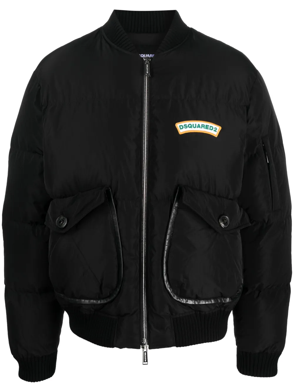 DSQUARED2 logo-print puffer bomber jacket – Black