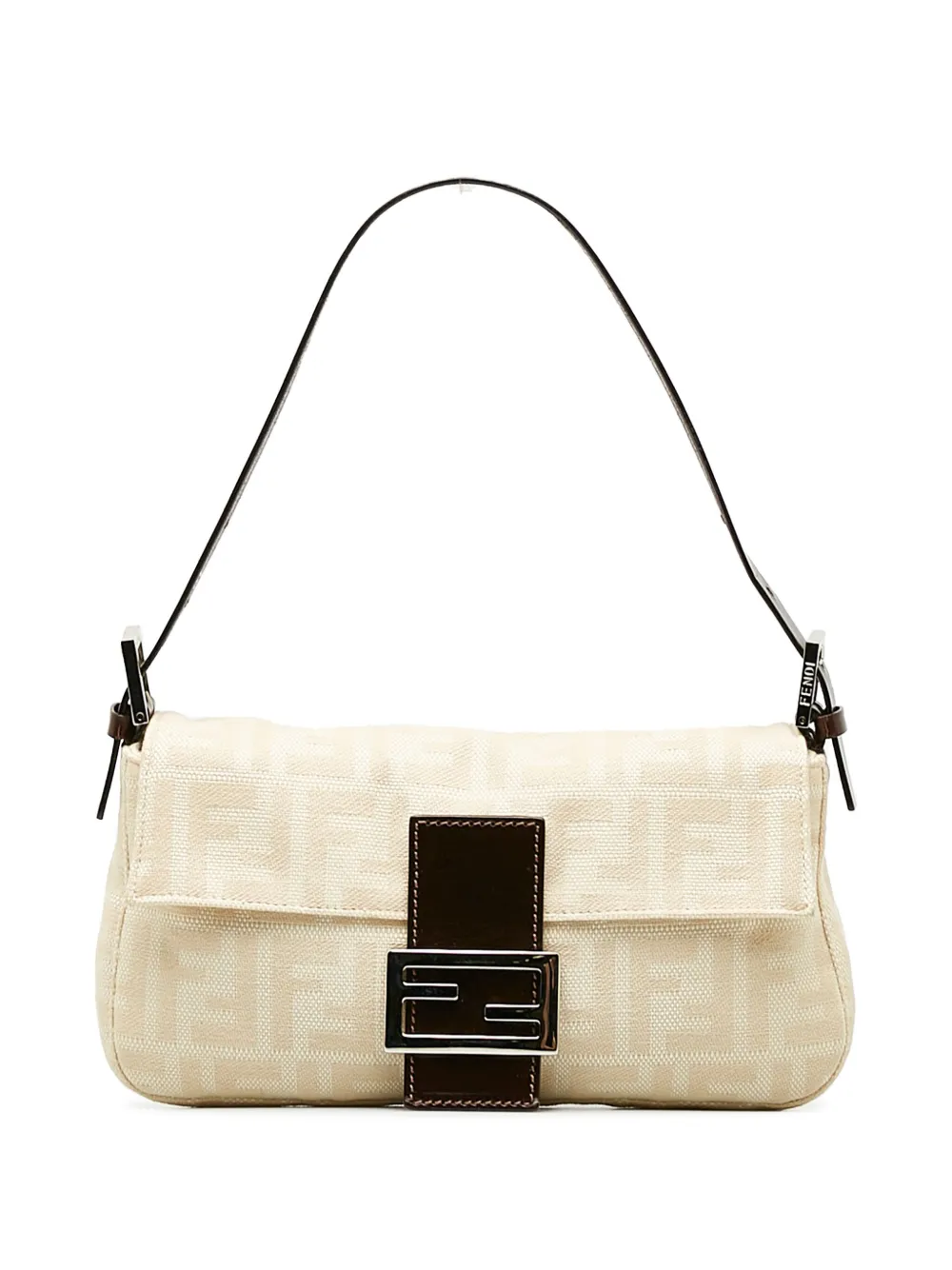 Fendi Pre-Owned - Zucca Mamma Baguette shoulder bag - women - Canvas/Calf Leather - One Size - Neutrals