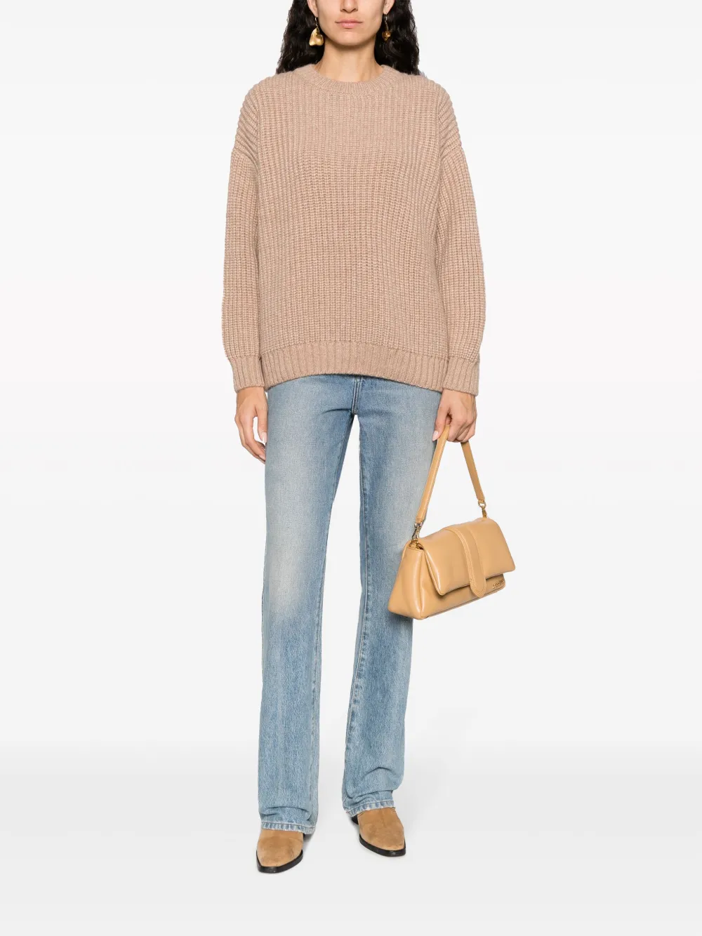 ANINE BING crew-neck ribbed jumper - Beige