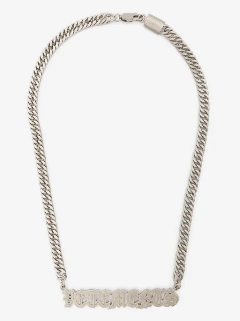 VETEMENTS Gothic logo-plaque necklace