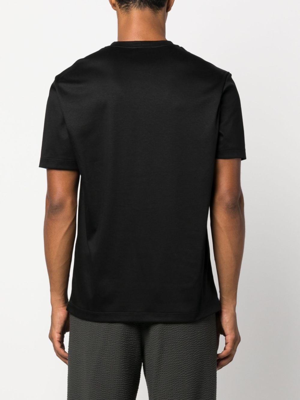 Shop Giorgio Armani Plain Cotton T-shirt In Black