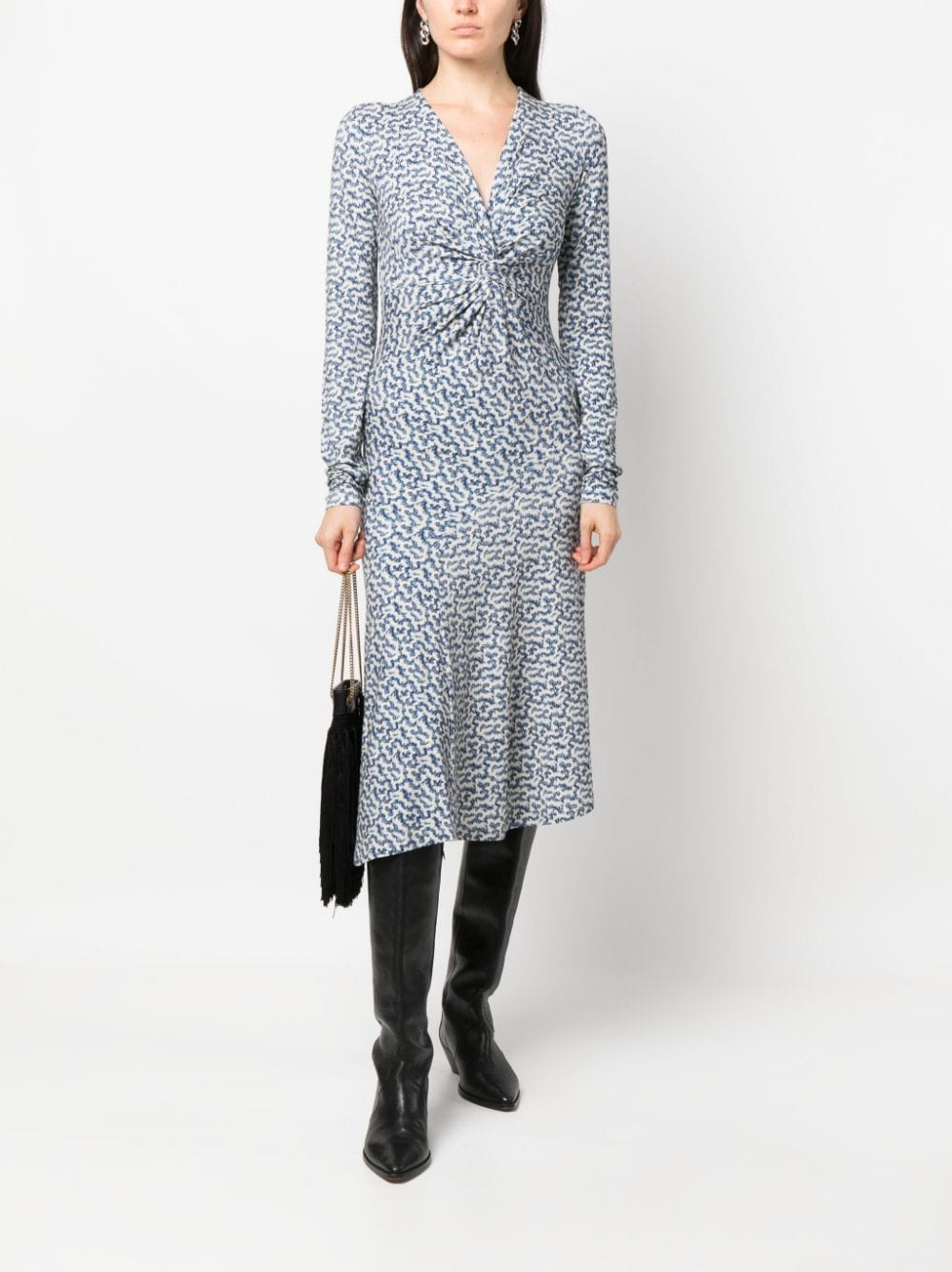 MARANT ÉTOILE Midi-jurk met gedraaid detail - Blauw