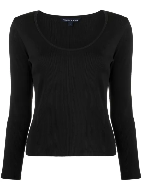 Veronica Beard Calabra Fine-ribbed T-shirt in Black