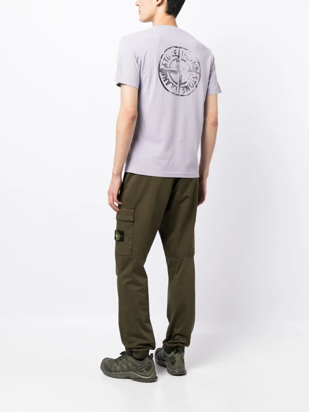 Stone Island T-shirt met logoprint - Paars