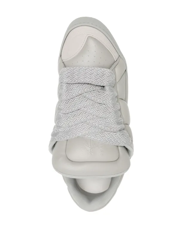 【関税込み】Lanvin グレー Curb スノーブーツ Lanvin Gray Leather Curb Sneakers Lanvin