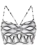 AMIR SLAMA GYM wave-print crop top - White