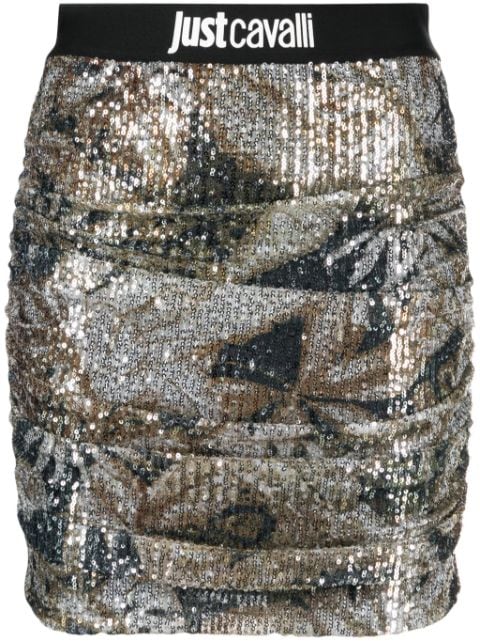 Just Cavalli sequined ruched skirt