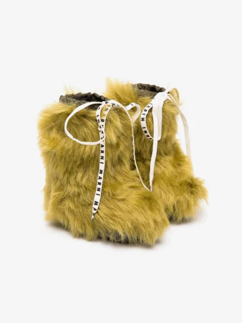 Marni Kids 퍼프 털 무릎 길이 부츠