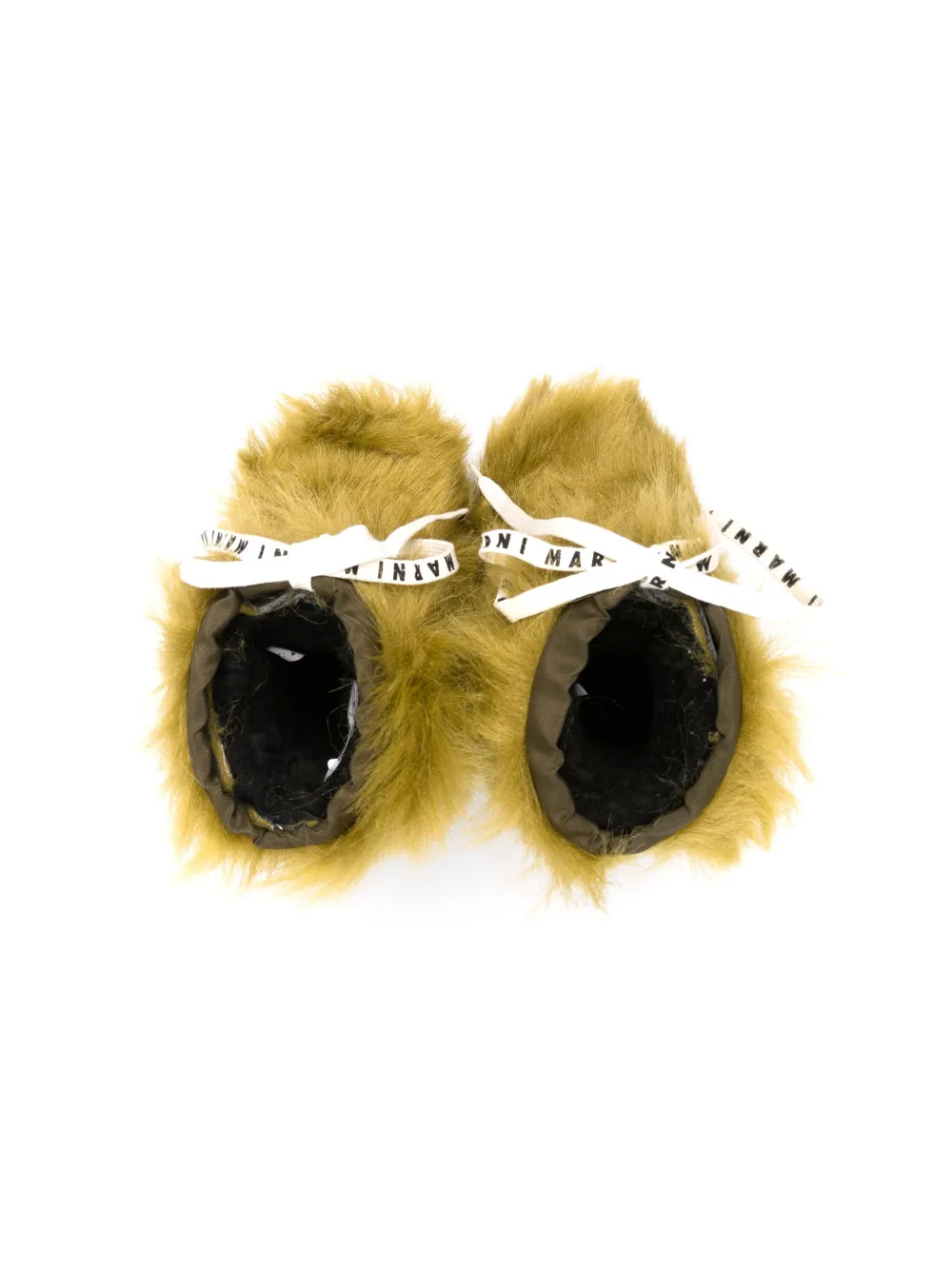 Marni Faux-fur Knee-length Boots In Green
