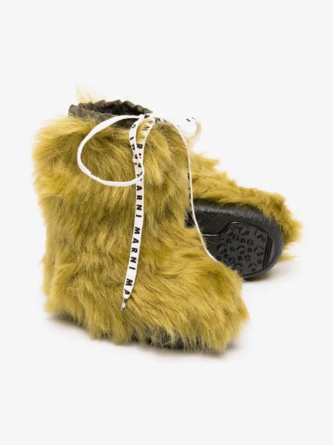 Marni Kids 퍼프 털 무릎 길이 부츠