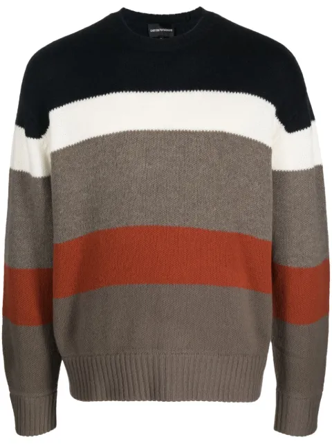 Emporio Armani intarsia-knit striped-pattern jumper Men