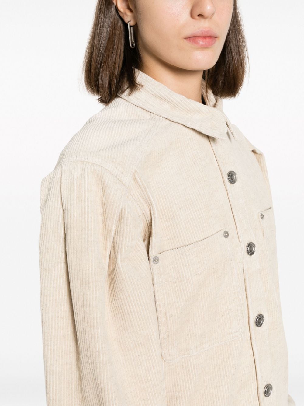 Shop Marant Etoile Classic-collar Button-up Corduroy Shirt In Neutrals