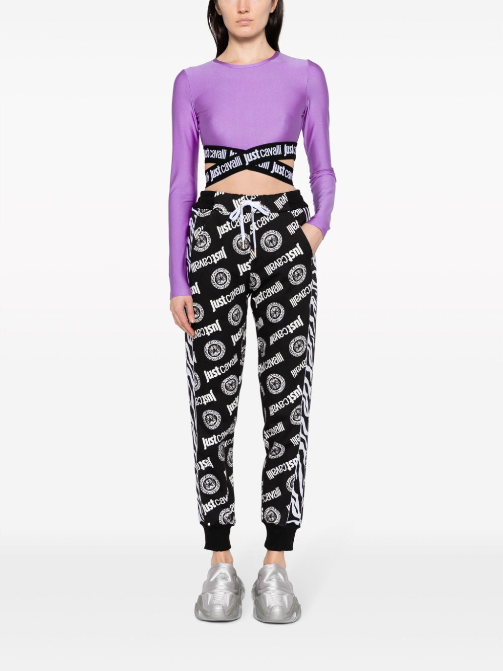 Just Cavalli logo-print cotton track pants - Zwart