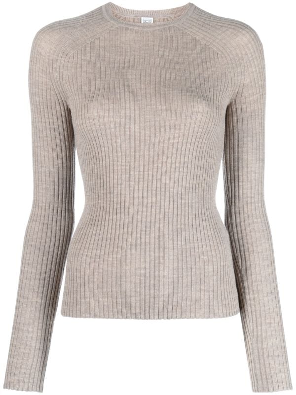 LOUIS VUITTON light gray fine wool sweater knit top women's size M