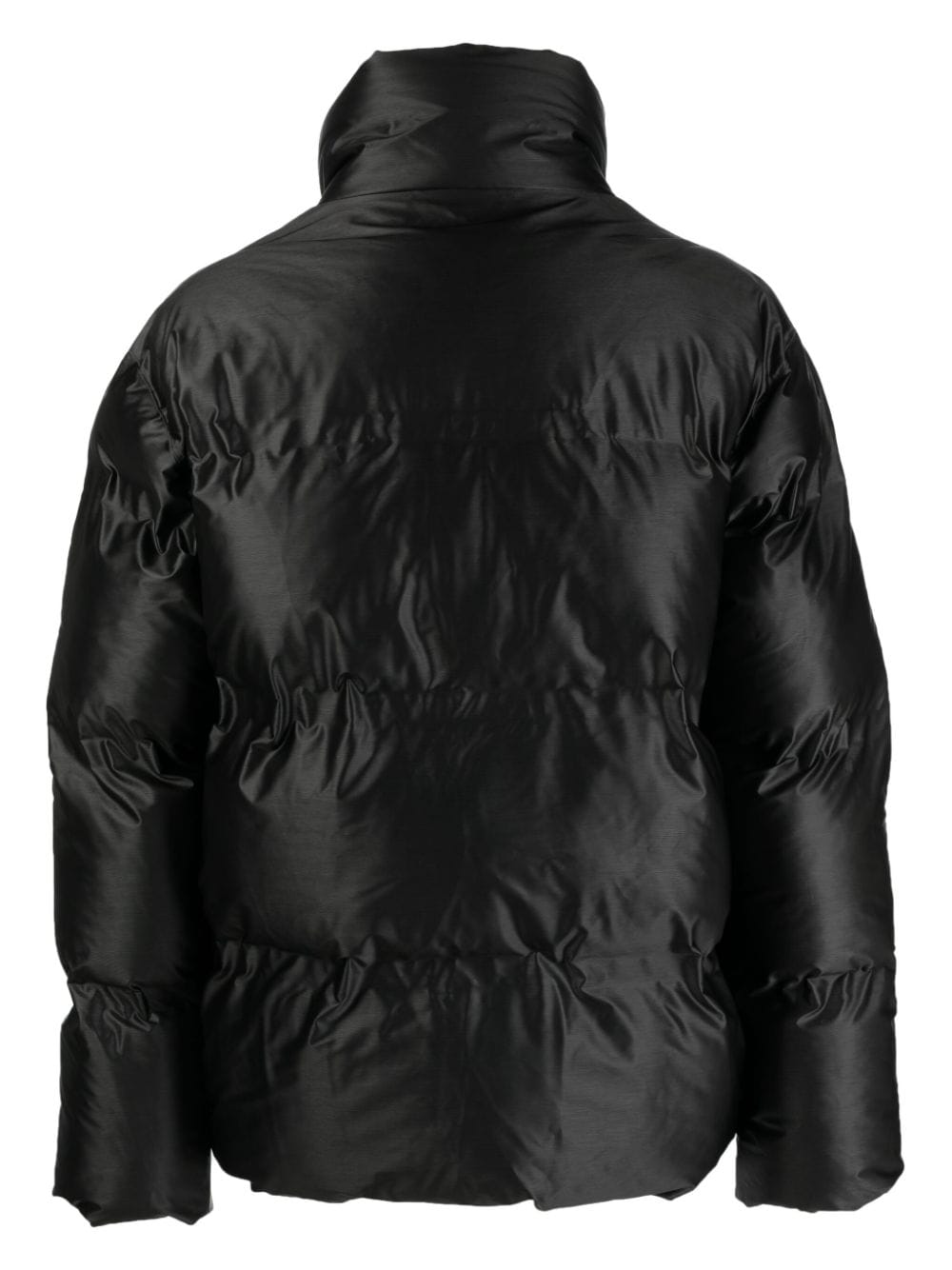 Shop Rains Funnel-neck Padded Jacket In Black