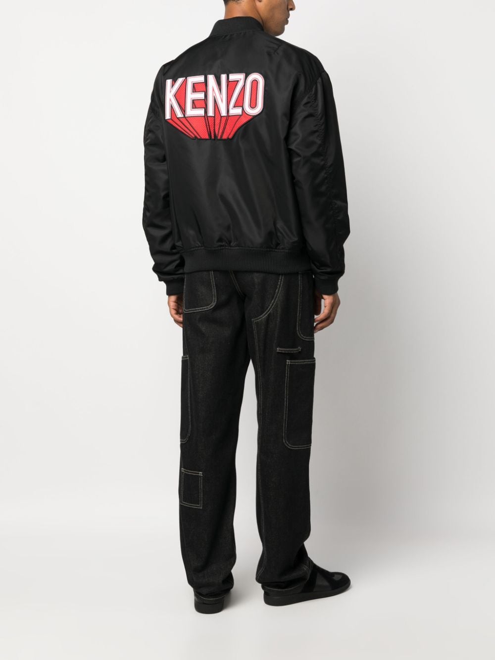 Shop Kenzo Logo-patch Cotton Bomber Jacket In Black