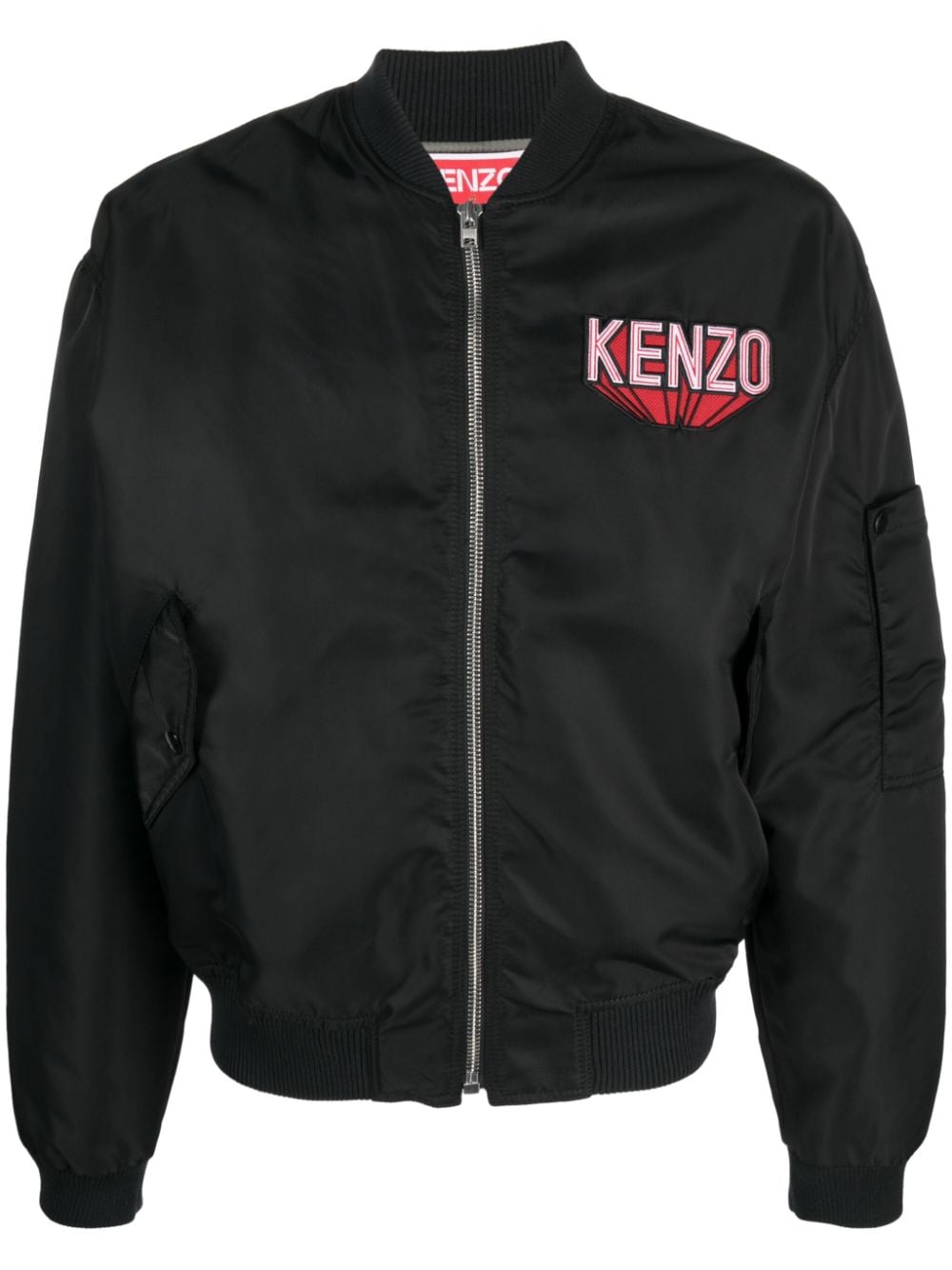 Shop Kenzo Logo-patch Cotton Bomber Jacket In Black