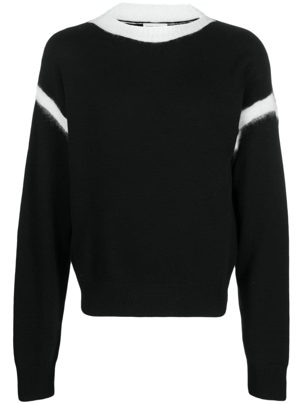 Saint Laurent Bi-colour Knitted Jumper In Black