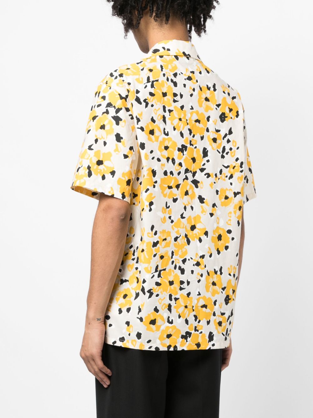 Shop Lanvin Floral-print Cotton Shirt In Yellow
