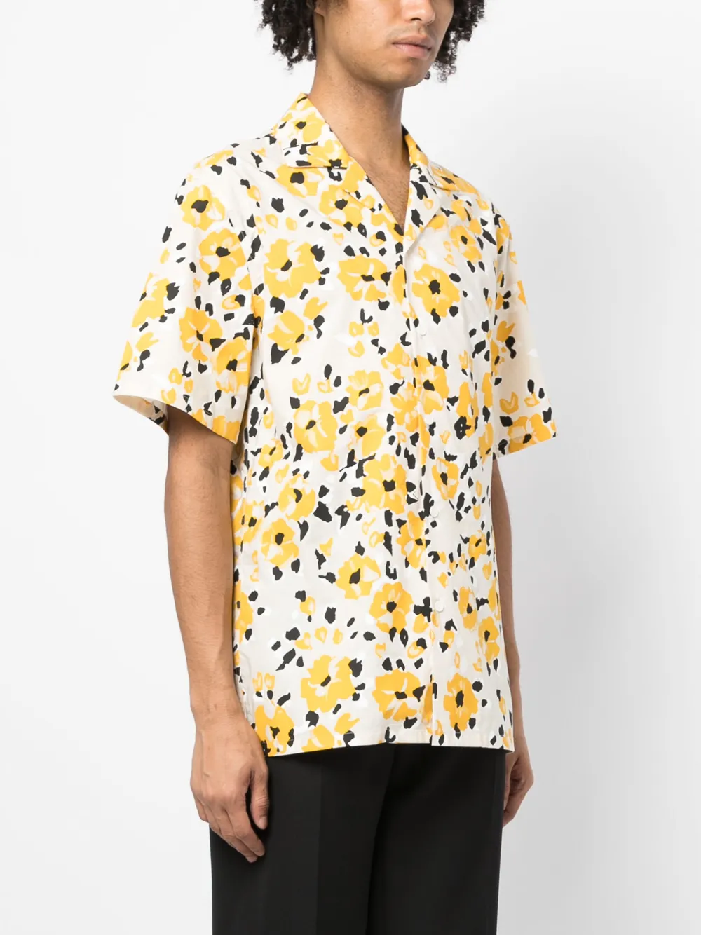 Shop Lanvin Floral-print Cotton Shirt In Yellow