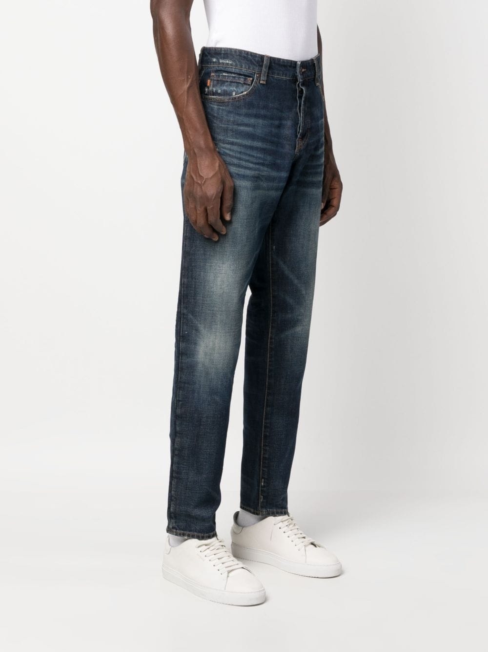Shop Hugo Boss Mid-rise Straight Jeans In Blue