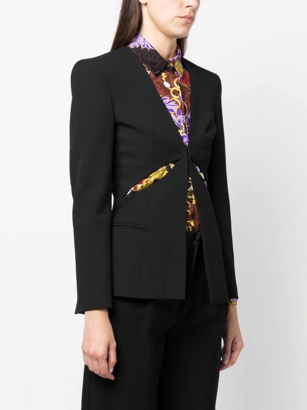 Shop Versace Jeans Couture Single-breasted Cut-out Blazer In Black