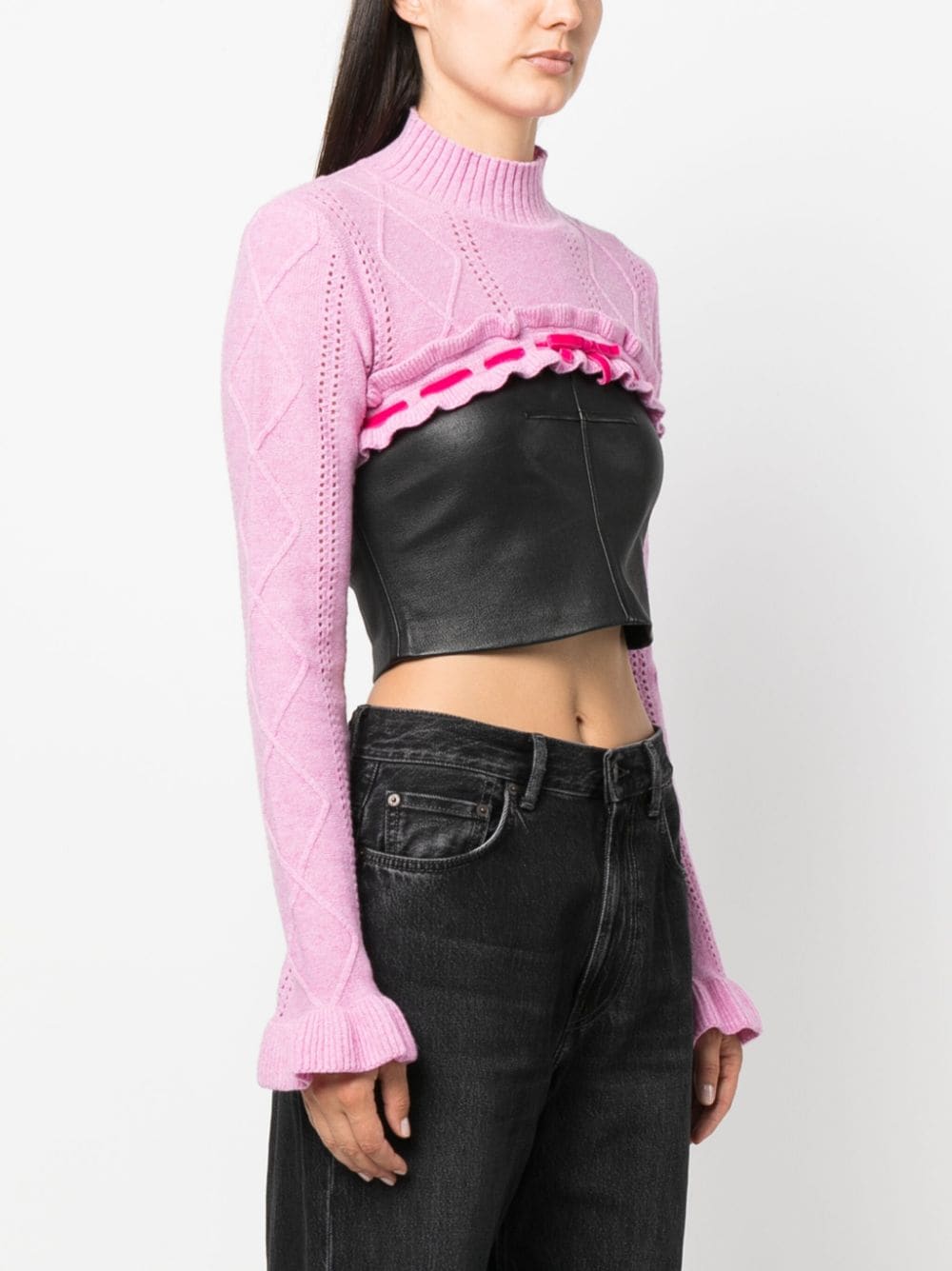 Shop Cormio Annalisa Ruffled Wool Bolero In Pink