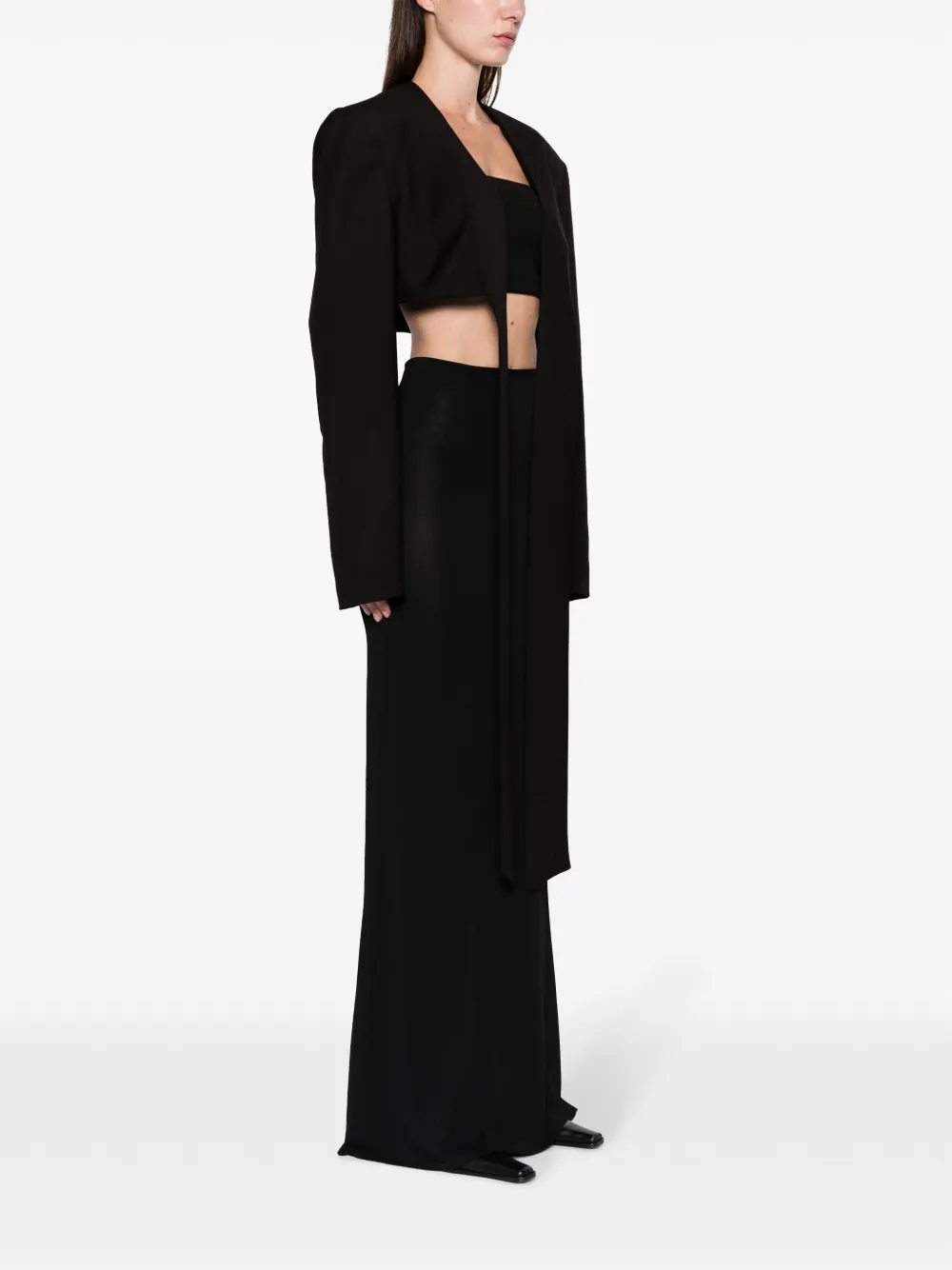 Andreädamo Andreādamo Flannel Crop Jacket Clothing In 黑色