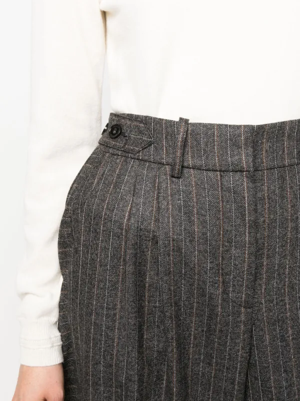 【送料&関税込】Stella McCartney Iconic Cropped Pleated Trou Stella McCartney Pinstriped Pleated wide-leg Trousers | Grey