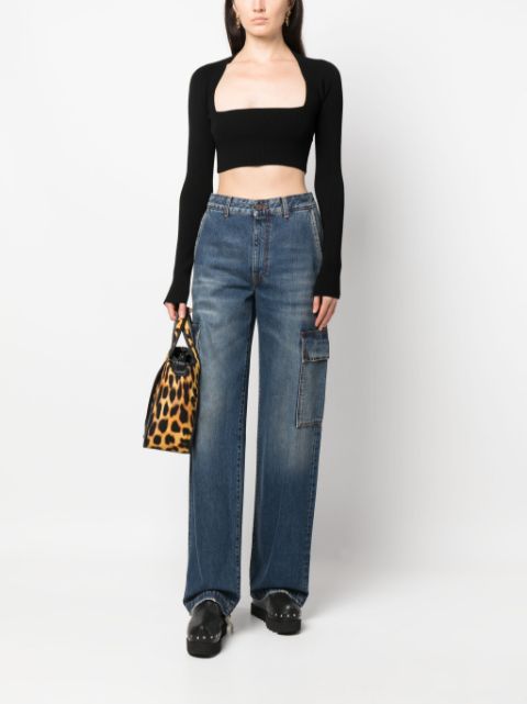 cargo-pockets straight-leg jeans